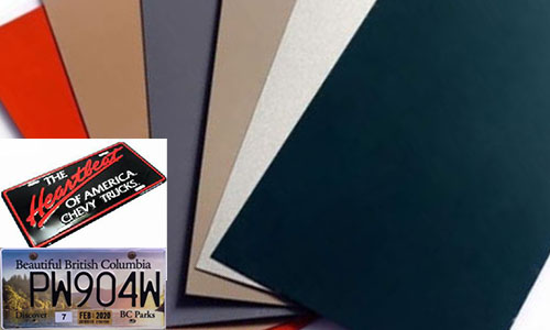 Pieces of Painted aluminum sheet metal for licence plate